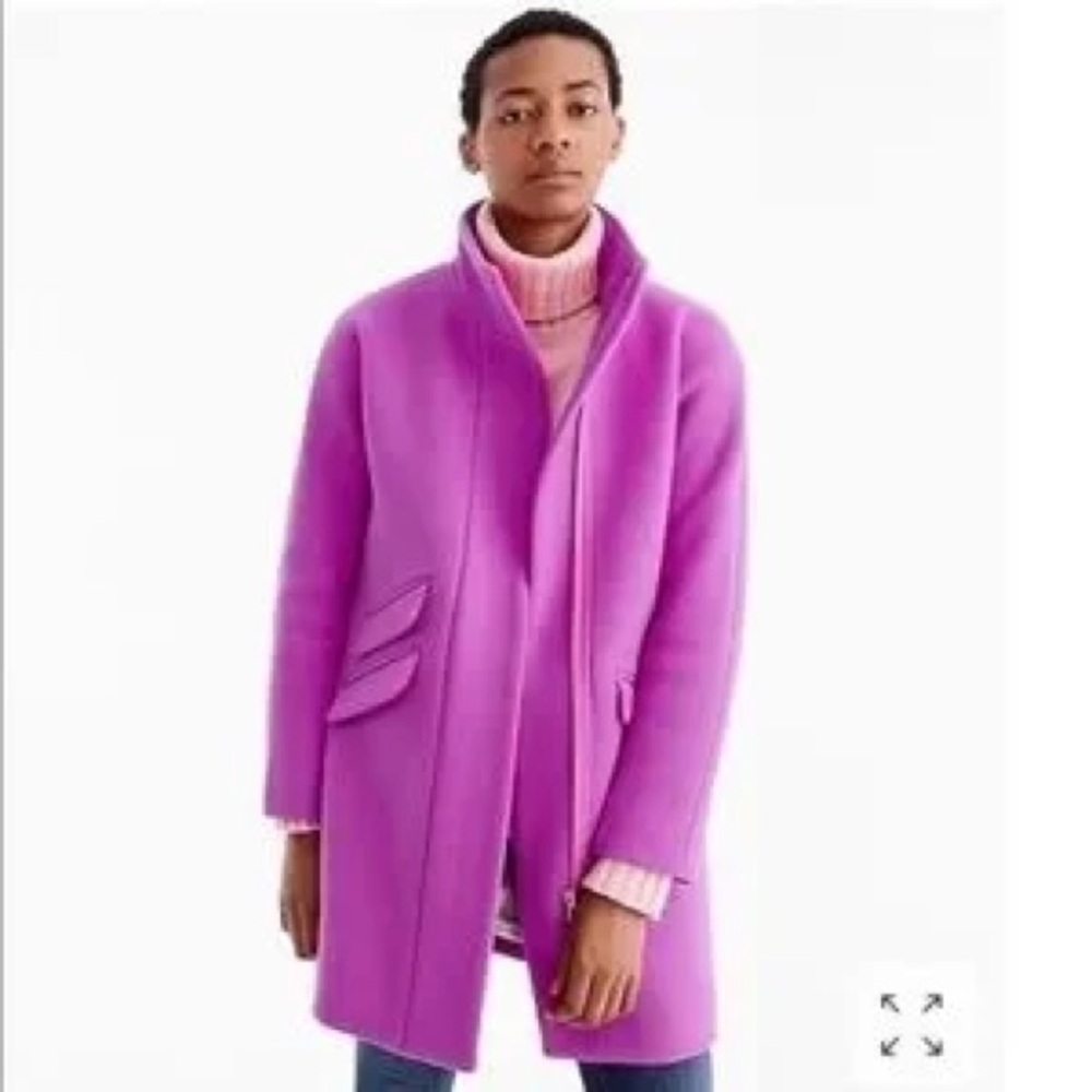 J Crew Cocoon Coat Wool Plum Purple Size 0 Stadium Cloth Nello Gori